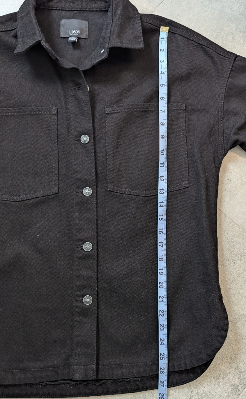 Hudson Jeans Women Oversized Denim Shacket Washed Black Cotton Shirt Jacket S - Picture 9 of 9
